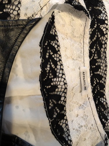 APPARELINE MODCLOTH COMBO FAUX LEATHER/LACE LONG SLEEVE - Picture 6 of 8