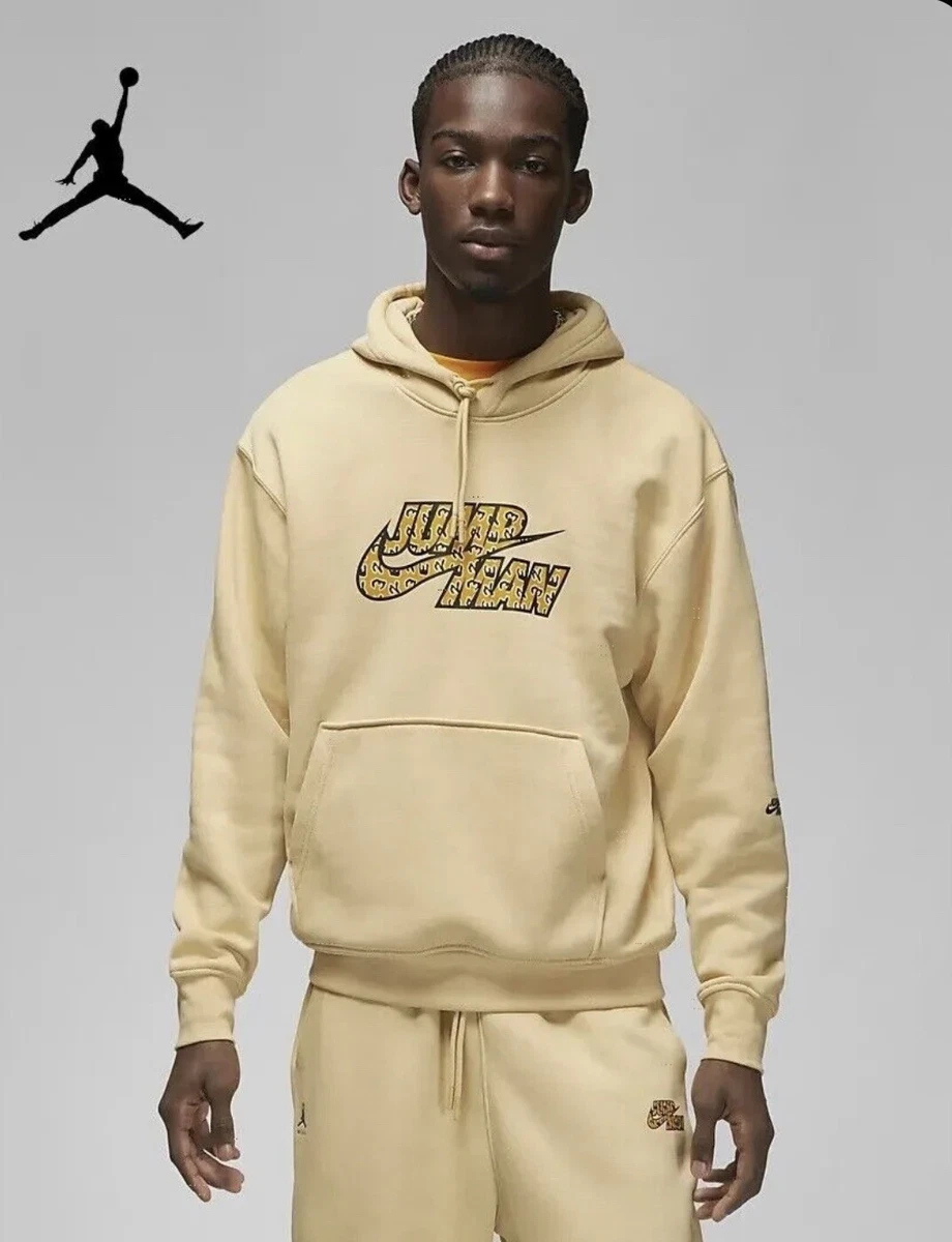 Nike Air Jordan Flight MVP Jumpman Fleece Hoodie Beige Size XL DQ8037 252 Mens