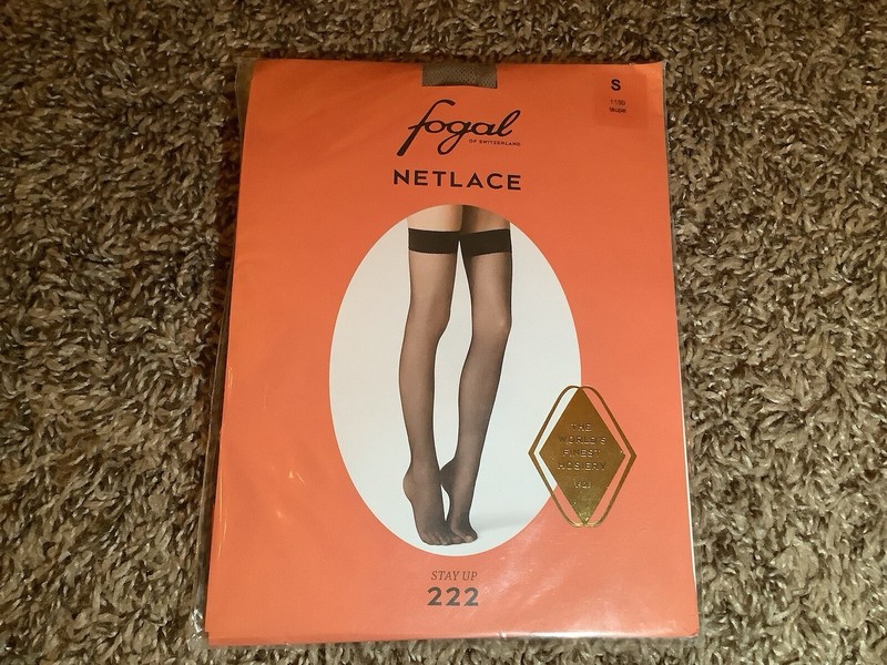 Fogal Netlace fishnet stay up stockings, color taupe, size: S