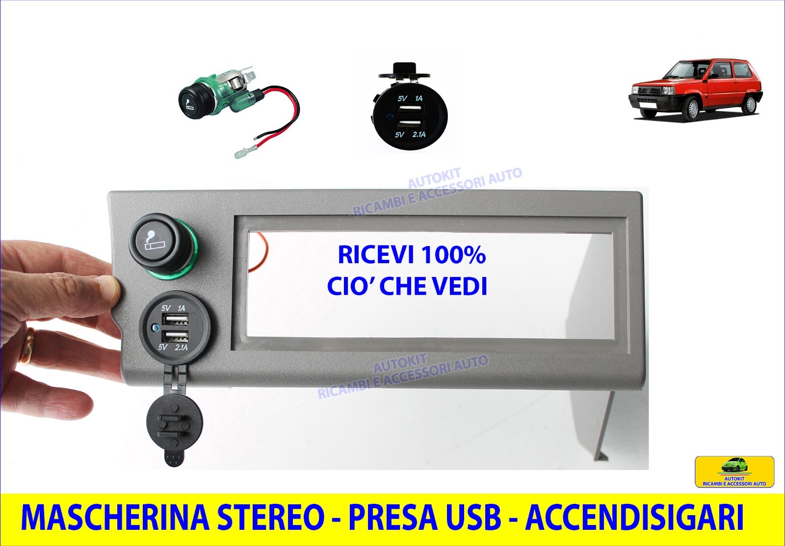 Mascherina Autoradio per Panda 141/141A con USB foto 3