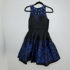 Sherri hill high neck navy blue black sleeveless prom  mini dress 6