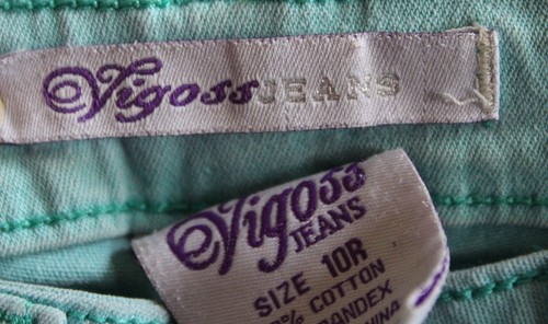 Vigoss Girls Stretch Distressed Looking Old Jeans Turquoise Size 10R - Picture 6 of 8