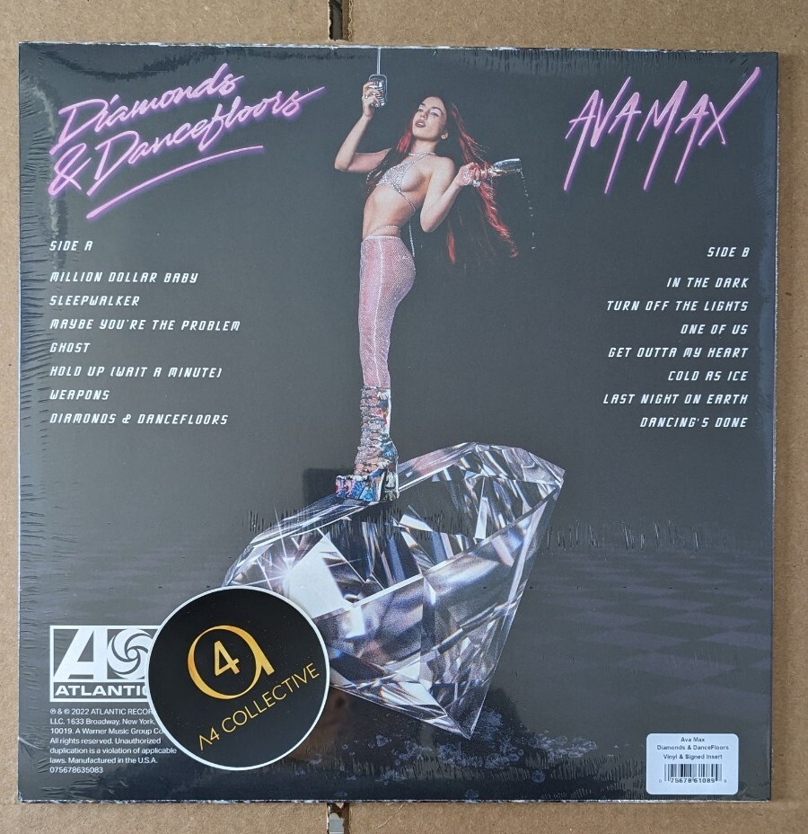Ava Max Signed Card Diamonds Dancefloors Black Ice Vinyl Spotify Limited Auto