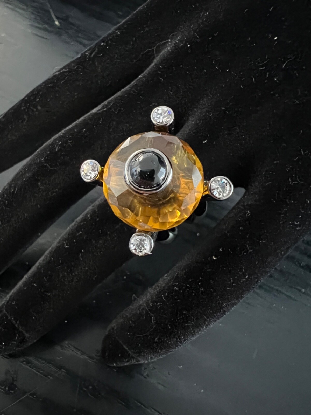 IMAN Global Chic Statement Ring Size 7 Citrine Be… - image 1
