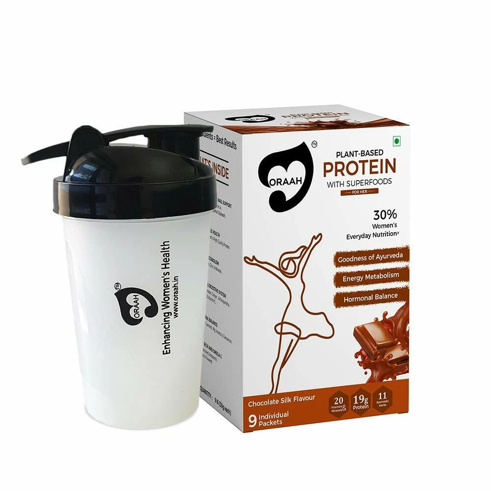 Oraah Superfood Plant Protein for Women with Ayurvedic Herbs 270gm + Free Shaker