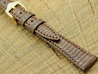 Vintage Hirsch 13mm Brown Lizard with Gold Tone Buckle NOS Unused Watch Band