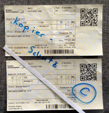 Bilet kolejowy Breslau Wroclaw Polska / Legnica z 2023 roku - odjazd