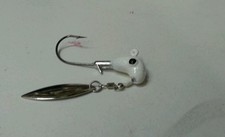 (20)Custom 3/8 Oz Bass  jigs under spin with #3 willow leaf blade 4/0 hook.white