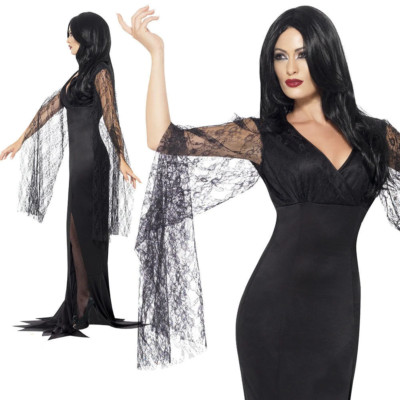 Damen Kostüm Sensenmann Schwarzes Kleid Immortal Soul Kostüm Halloween