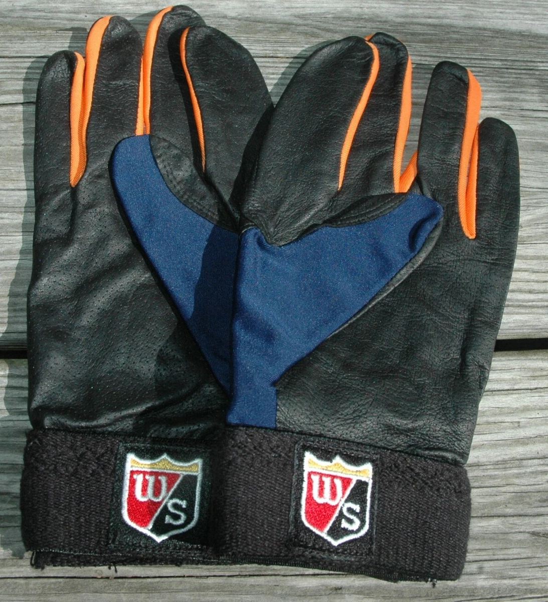Wilson FOOTBALL gloves men s XL NEW leather orange and blue eBay