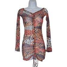 Halfheart Women's Multicolor Longsleeved Bodycon See Through Mini Dress NWOT