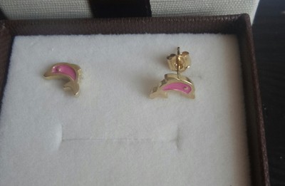 14K Oro Rosa Ricoperto di Diamanti Orecchini a Lobo Quadrato Tondo
