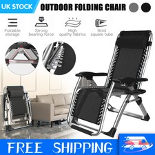 Image of 1/2X RECLINING SUN LOUNGER OUTDOOR GARDEN FOLDING ZERO GRAVITY CHAIR ADJUSTABLE
