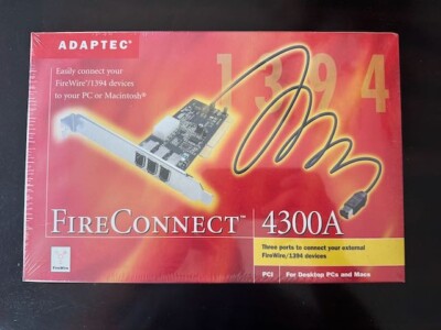   New ADAPTEC FireConnect 4300A 3 Port PCI Firewire Card NIB  