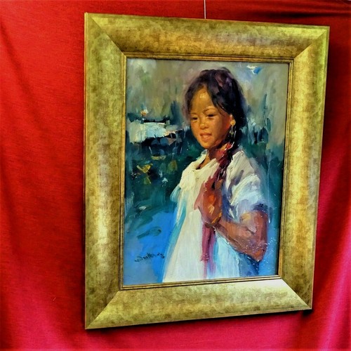 Wai Ming Chinese artist original framed signed oil painting Asian girl wall art - Picture 7 of 8
