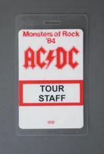 AC/DC backstage pass laminated Monsters of Rock '84 Tour Staff !