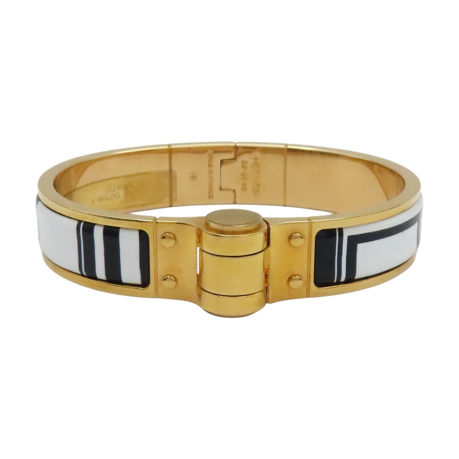 HERMÈS Bracciale HERMES Charniere smalto bianco e nero placcato oro
