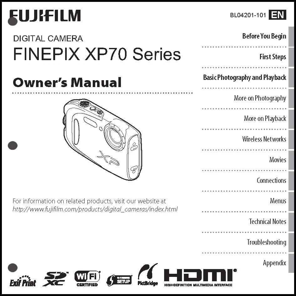 FujiFilm FinePix XP70 Digital Camera Owner's Manual User