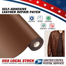 Self Adhesive Vinyl Faux Leather Fabric Repair DIY Patch for Car seat Sofa Brown