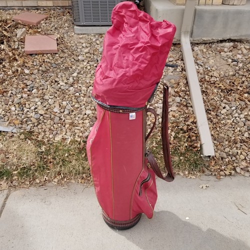 Vintage Arnold Palmer Golf Bag Brown Red Faux Leather