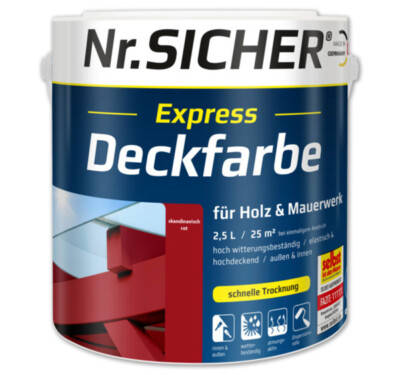 2,5 l  Nr.Sicher express  Deckfarbe Skandinavisch Rot Wetterschutzfarb Lack
