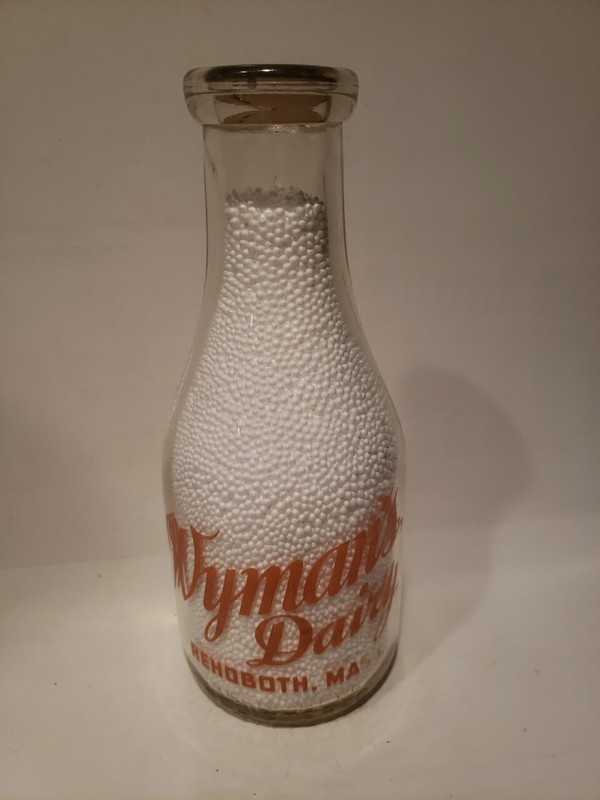 Wyman's Dairy - One Quart Milk Bottle - Rehoboth, Mass.