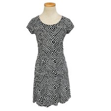 Michael Kors Dress Womens SP Small Petite Black White Zig Zag A-Line