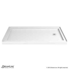 DreamLine SlimLine 32 W x 60 L Right Drain Single Threshold Shower Base White