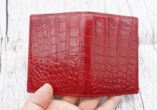 Burgundy Real Crocodile Men Wallet Minimalist Leather ID Credit Card Holder #C11