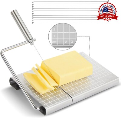 Cortadora de Queso de Acero Inoxidable con 10 Cables de Repuesto Fácil Uso NUEVO