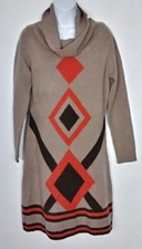 BCBGMaxazria Multicolor Plunge Turtleneck Tunic Sweater Dress Size L  A7