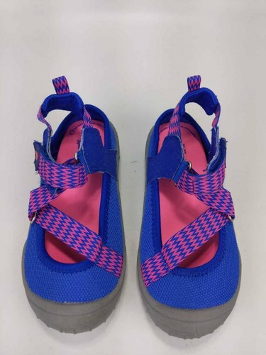 OshKosh B'gosh Girls Sport Sandals Blue Pink Canvas Hook & Loop Flat Strappy 11 - Picture 3 of 10