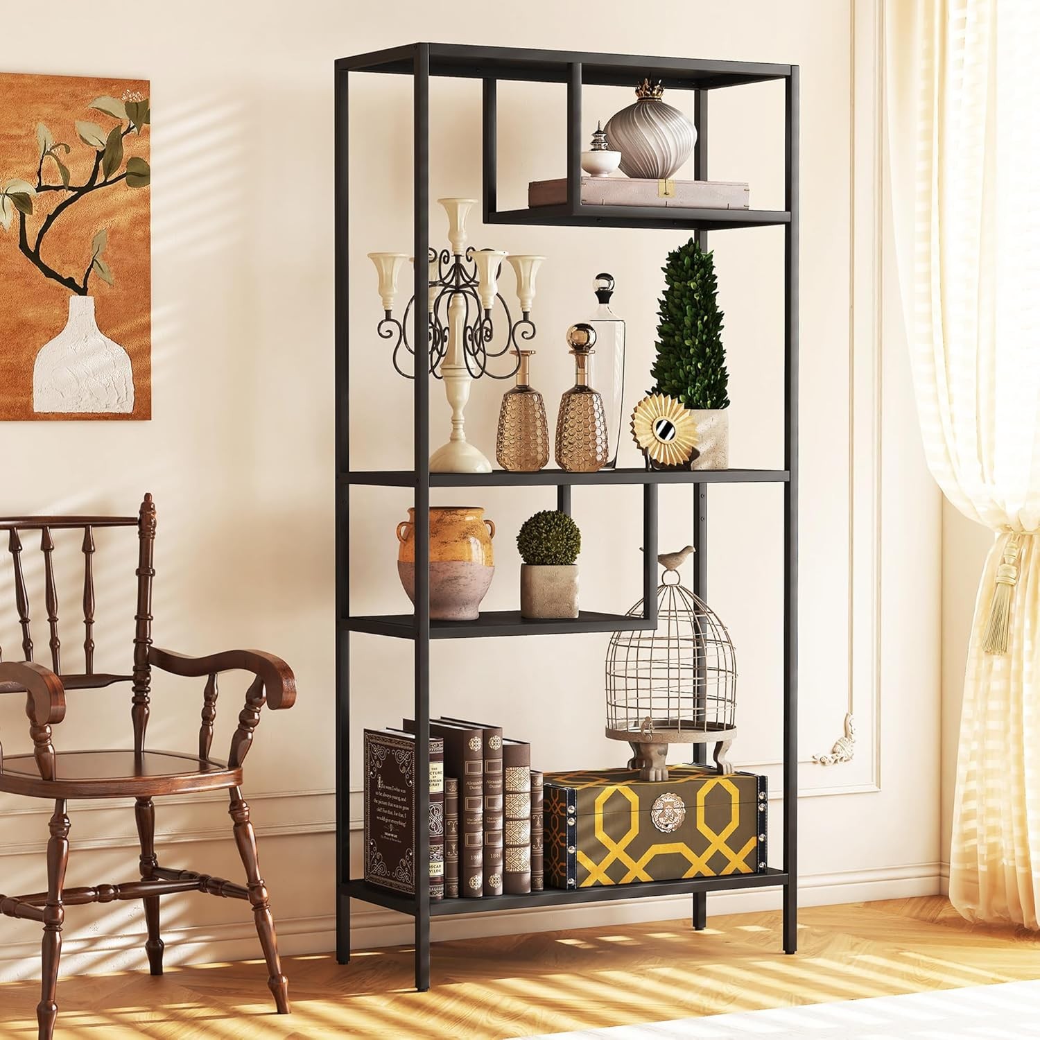 Heavy Duty Metal Storage Shelves with 4 Compartments and Sturdy Metal Legs