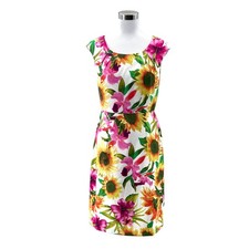 Dressbarn Womens Dress Size 6 Multicolor Floral Vacation Summer Casual Chic