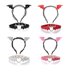 Stylish Bat Wings Headband and Choker Halloween Cosplay for Women Girl Adult