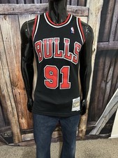Dennis Rodman Chicago Bulls Black Red 1997-98 Throwback Jersey Small NWOT