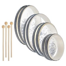 4Pcs Ocean Drums with 4Pcs Wood Drumsticks - 4/6/8/10 Inch Wave Beads Sea