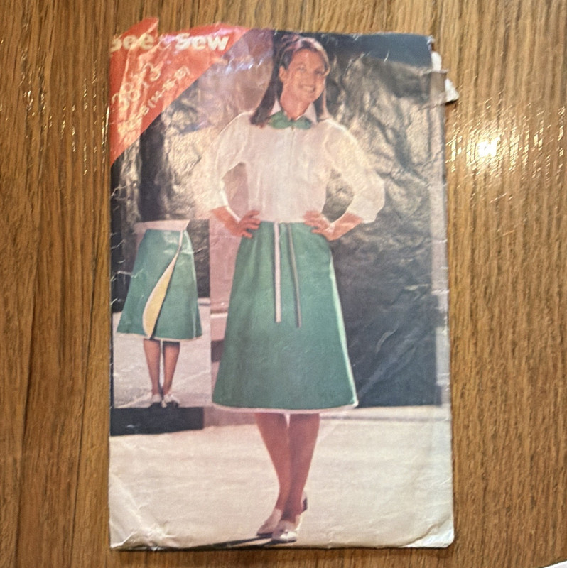 Butterick See & Sew 3813 Women’s Reversible A-Line Skirt Sewing Pattern Vintage