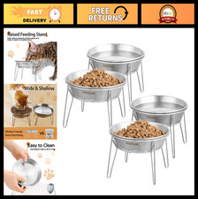 4 Pcs Stainless Steel Cat Food  Water Bowls, Shallow Dishes for Whisker Fatigue