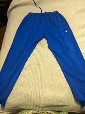 Blue Solid Medical Scrub Jogger Pants Drawstring Elastic Waist Size M