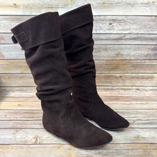 Steve Madden Womens Brown Suede Tyler Flat Slouchy Slip OnBoots Sz 8 Fall Boho