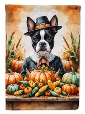 Caroline's Treasures Boston Terrier Thanksgiving House Flag DAC8303CHF