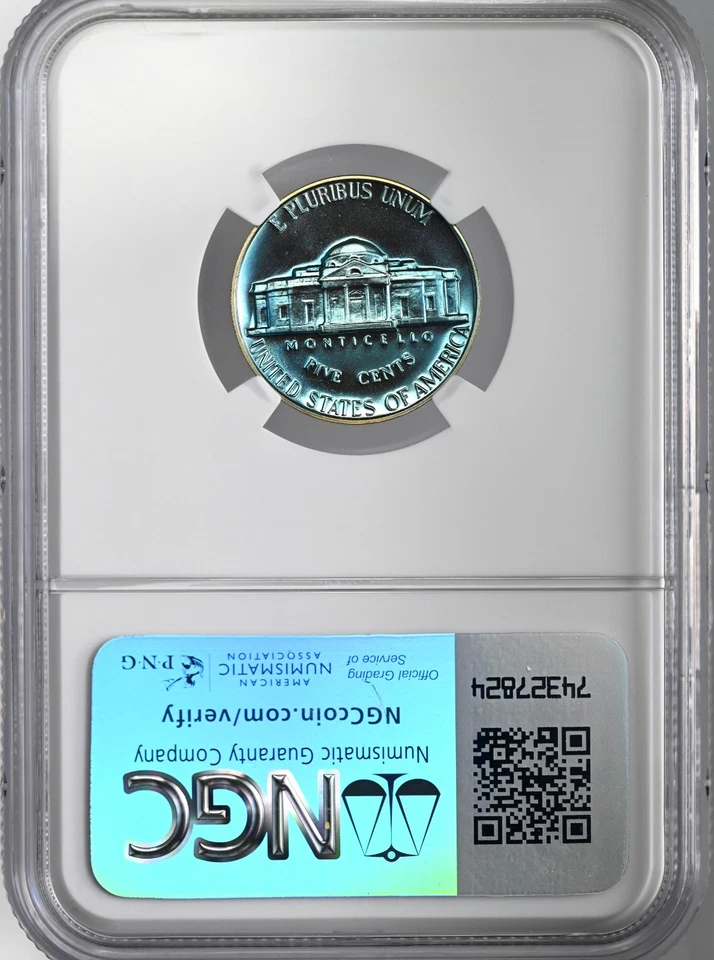 1964 5C PROOF JEFFERSON NICKEL NGC PF68 ☆STAR GRADE☆ DEEP BLUE TONING 2503765-01 - Image 3 of 4