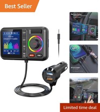 Multi-Function Bluetooth FM Transmitter - Stylish Color Screen  Voice Control