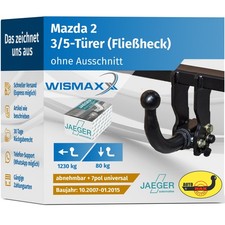 ANHÄNGERKUPPLUNG abnehmbar für Mazda 2 07-15 +7pol E-Satz ABE