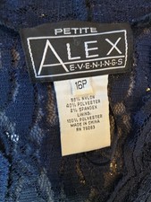 Alex Evenings Womens Navy Lace Glitter Evening Dress 16P 2 Piece Set