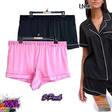 NWT INC Women's 2-Pack XXL Stretch Satin Short-Sleeve Pajama Shorts 100200813