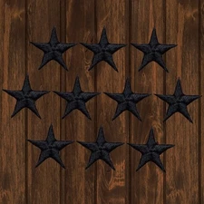 Black Star Embroidered Patch, 5/8" — 10-Pack — Iron On