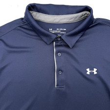 Under Armour Heatgear Men's Loose Fit Solid Blue XXL 2XL Short Sleeve Golf Polo
