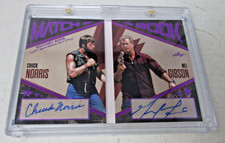 Chuck Norris/Mel Gibson 2025 Leaf History Book Matchbook Dual Auto 1/5 Signed